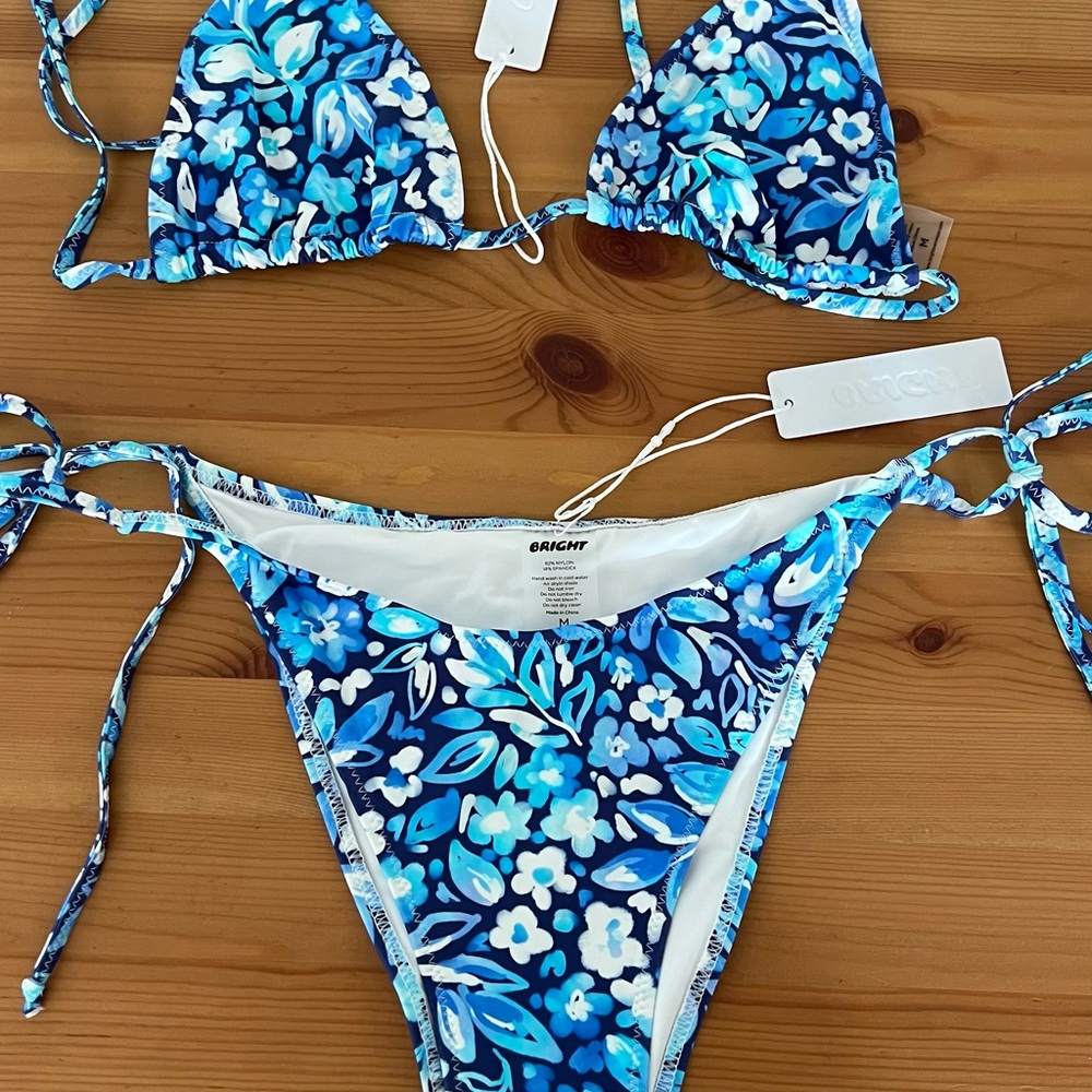 Bright Blue Floral Bikini Set - Picture 3 of 4
